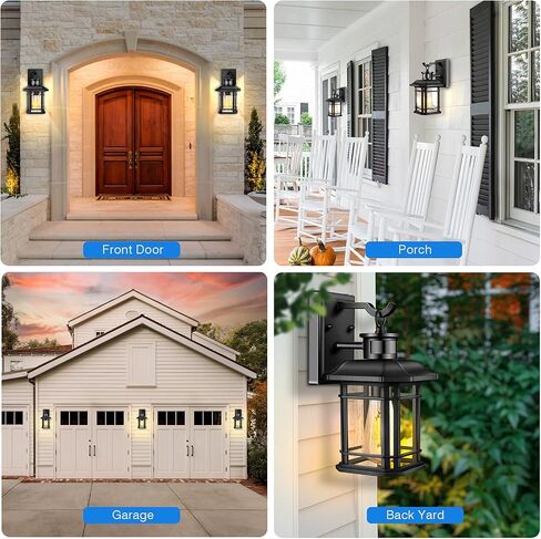 VIANIS 2 Packs Motion Sensor Outdoor Lights, Dusk to Dawn Outside Lights for House, Black Outdoor Light Fixture Sconce for House, Doorway, Entryway, Waterproof, Anti-Rust in Saudi Arabia