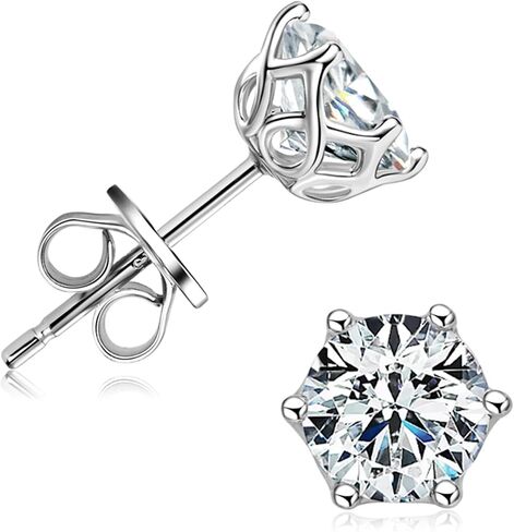GlmrngDQ GlmrngDQ Moissanite Stud Earrings 925 Sterling Silver Women's Suitable for Sensitive Ears Hypoallergenic Christmas Jewelry Gift in Saudi Arabia