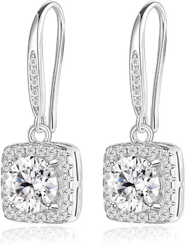 GlmrngDQ GlmrngDQ Moissanite Stud Earrings 925 Sterling Silver Women's Suitable for Sensitive Ears Hypoallergenic Christmas Jewelry Gift in Saudi Arabia