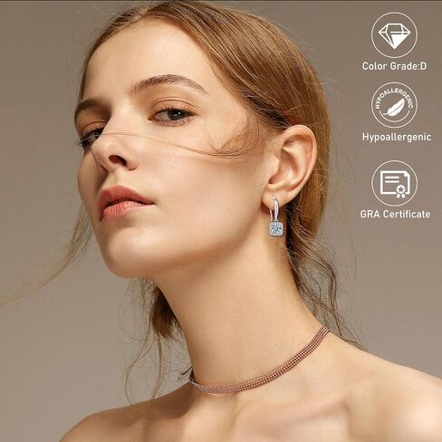 GlmrngDQ GlmrngDQ Moissanite Stud Earrings 925 Sterling Silver Women's Suitable for Sensitive Ears Hypoallergenic Christmas Jewelry Gift in Saudi Arabia