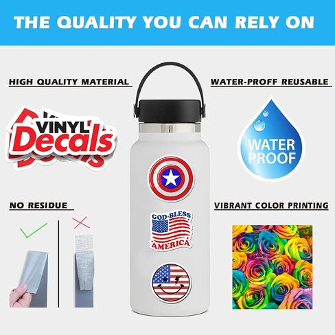 BEATRI USA 4th of July Sticker 50Pcs American Patriotic Stickers Independence Day Vinyl Waterproof for Water Bottles Laptop Decals Stickers Decoration Laptop, Skateboard in Saudi Arabia