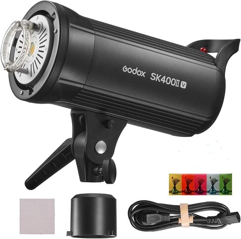 Godox SK400II-V Upgraded Studio Flash Light 400Ws Power 5600±200K Strobe Light Built-in 2.4G Wireless X System with LED Modeling Lamp Bowens Mount Photography Flashes for Advertising Photography in Kuwait