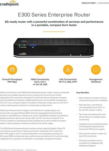 جهاز التوجيه E300 مع WiFi (مودم 1200 ميغابت في الثانية) مع خطوط فرع NetCloud Enterprise 1 سنة in Kuwait