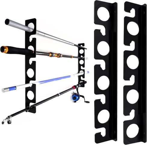 Fishing Rod Holder for Garage, Wall or Ceiling Mount - Acrylic Horizontal Fishing Pole Holders, Holds 5/10 Rods & Combos with Nets - Space-saving Rod Storage Organizer in Saudi Arabia
