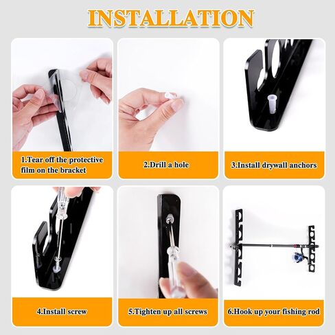 Fishing Rod Holder for Garage, Wall or Ceiling Mount - Acrylic Horizontal Fishing Pole Holders, Holds 5/10 Rods & Combos with Nets - Space-saving Rod Storage Organizer in Saudi Arabia