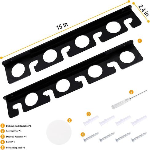 Fishing Rod Holder for Garage, Wall or Ceiling Mount - Acrylic Horizontal Fishing Pole Holders, Holds 5/10 Rods & Combos with Nets - Space-saving Rod Storage Organizer in Saudi Arabia