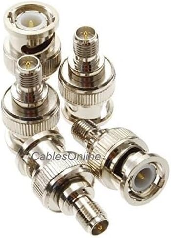 Cablesonline ، 2 عبوة RP-SMA أنثى مع دبوس الذكور إلى BNC Male Plug RF CoAxial Adapters ، RF-S123-2 in Kuwait