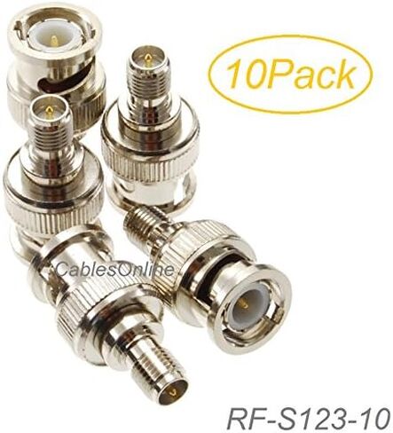 Cablesonline ، 2 عبوة RP-SMA أنثى مع دبوس الذكور إلى BNC Male Plug RF CoAxial Adapters ، RF-S123-2 in Kuwait
