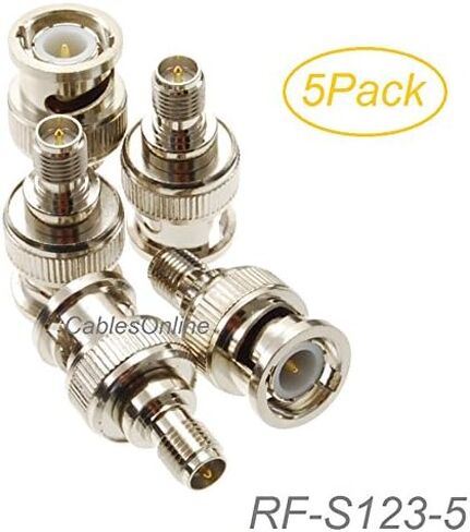 Cablesonline ، 2 عبوة RP-SMA أنثى مع دبوس الذكور إلى BNC Male Plug RF CoAxial Adapters ، RF-S123-2 in Kuwait