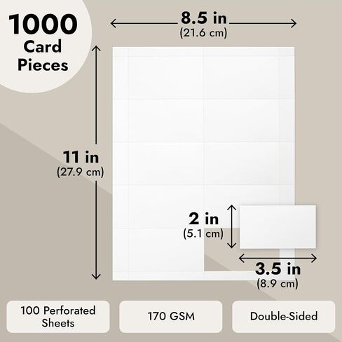 Best Paper Greetings Business Card Paper, Ivory Cardstock for Inkjet and Laser Printers (Ivory, 3.5 x 1.9 In, 100 Sheets) in Saudi Arabia