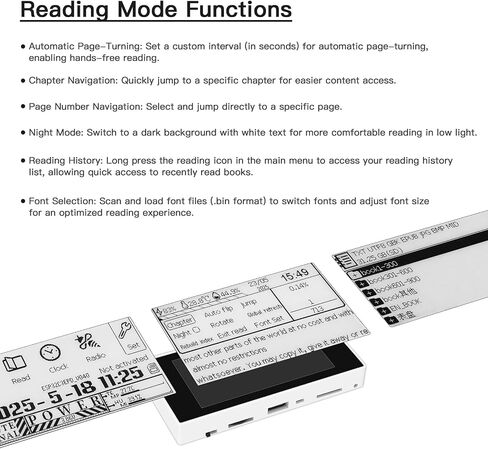 Mini E-Book Reader 2.66 Inch Display Ink Screen E Reader Devices for Viewing TXT & EPUB Files with Backlit, Dark Mode, Modify Font Size, Automatic Page Flipping Function, Alarm Clock (Black Panel) in Saudi Arabia