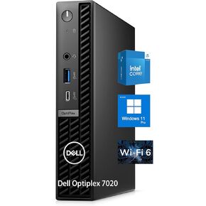 Dell Optiplex 7020 Form Micro Form Form Computer ، Intel Hexa-Core I5-12500T ، 6 نوى ، حتى 4.40 جيجا هرتز ، 16 جيجا بايت DDR5 RAM ، 512GB PCIE SSD ، RJ-45 Ethernet ، HDMI ، DP ، WIFI 6E ، Windows 11 Pro