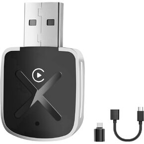 Wireless CarPlay adapter for Apple iPhone, Convert Wired to Wire-less Car Play Adapter with USB & Type-C Extension Cable, Carplay Wireless Adapter Compatible with Cars from 2016 later and Phone iOS10+