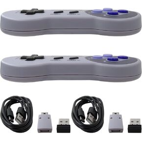 Artmavin 2.4GHz 2Pcs Wireless Gamepad Controller for Super Nintendo NES & SNES Classic mini Wireless Console Controller Joystick Games