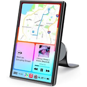 7" Wireless Apple Carplay Screen for Car & Android Auto, Portable Car Stereo with Magnetic Mount, Supports Landscape & Portrait, OTA/GPS/Mirror Link/Voice Control/Bluetooth/AUX/FM/WiFi
