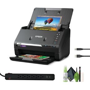 EPSON FASTFOTO FF-680W Photo Scanner (B11B237201) مع واقي الطفرة ، كابل الطابعة ، مجموعة التنظيف (متجددة)