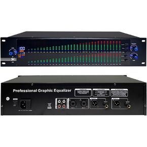 31 Dual Bands Graphic Equalizer,Professional Audio Spectrum Analyzer, with LCD Screen Display,Middle and Bass Adjustment for Stage Live Production