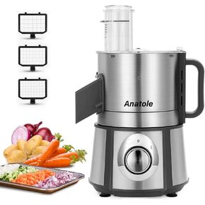 Anatole Electric Vegetable Dicer Stainless Steel 16-Cup Food Processor 300W Commercial Veggie Fruits Chopper Heavy Duty with 1/4" 3/8" 1/2" Blades Auto Discharge for Potato Onion Carrot