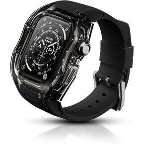 Luxury Translucent Case with Band for Apple Watch Series 10 46mm, Rugged Crystal Clear Military Protective Bumper Cover and Tactical Strap for iWatch 46mm