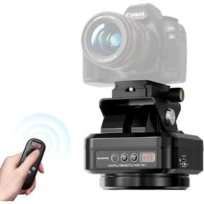 Soonpho M4pro Motorized Rotating Panoramic Tripod Head, Remote Control Pan Tilt Head with Remote Control and Mobile Phone Clip for DSLR Cameras, Camcorders, Smartphones, Tripod