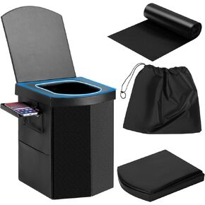 HYQWEPZ Portable Toilet for adultsXL， 16.5 inch Camping Toilet with Flap and Handbag Super Stool Portable Travel Floating Toilet, Mobile Toilet for Hiking, Traveling, Camping, car and Driver