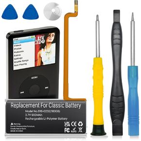 900mAh 616-0232 بطارية مع مجموعات أدوات الإصلاح ، متوافقة مع iPod 5 - الجيل السابع من الفيديو الكلاسيكي A1136 A1238 6 80GB 6.5th 120GB 7th 160GB 5th 30GB