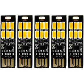 5Pcs USB Night Light, Super Bright 6-LED Ultra-Thin Portable Night Light with Touch Dimming