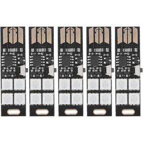 5Pcs Super Mini USB Light, USB Light Thin Ultra Slim Multi Color Changing 7 Colors RGB Night 4 LED TV Backlight Kit Table Lamp DC5V for Laptop/Keyboard/Camping