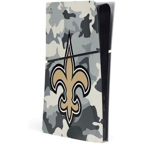 Skinit Decal Gaming Skin Compatible with PS5 Slim Digital Edition Console - Officially Licensed NFL New Orleans Saints Black & White Design