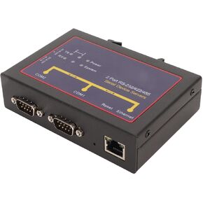 Serial Device Server, Dual Port RS232 to Ethernet Converter 110bps to 230400bps for Industry (US Plug)