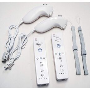 2-Pack REMOTE & NUNCHUK Controller Bundle Set WHITE for Nintendo Wii Wii U gaming
