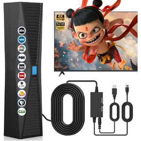 2025 Antenna for Smart TV for Local Channels,TV Antenna Indoor for Long Range Reception, Digital Antenna for Easy Installation and All Smart/Old TVs, Supports 4K 1080P HD VHF UHF