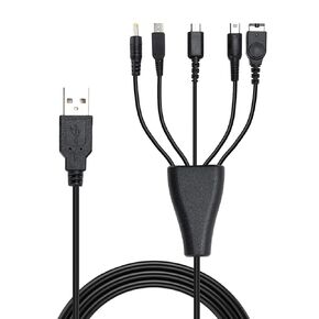 Fast Charging Cable for Multiple Devices 5 in 1 Portable USB Multi Charge Cable Compatible for GBA SP,NDS Lite,Wii U GamePad,PSP 1000/2000/3000,2DS,New 3DS/3DS/DSi(XL/LL)