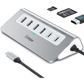 USB C HUB 10GBPS ، 9-in-1 USB 3.2 HUB مع 4K@60Hz HDMI ، Type-C 3.2 ، 2 USB-A 3.2 ، 2 USB-A 2.0 ، PD 100W ، SD/TF SLOT ، ALUMINUM USB HUB لجهاز الكمبيوتر المحمول ، iPhone 16/15 ، MacBook Air/Pro and More