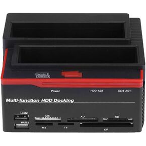 IDE HDD Enclosure Docking Dock Station Dual Bay USB2.0 Hub Reader for Data Transfer Enthusiasts