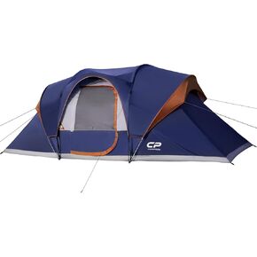 خيمة Campros CP Camping Tent 10 شخص عائلي ، خيمة مقاومة للمياه ، خيمة مقاومة للماء مع طراز مطري أعلى ، 4 نوافذ شبكية كبيرة ، طبقة مزدوجة ، إعداد سهلة ، محمولة مع حقيبة حمل ، 16 قدم × 9 قدم × 72in