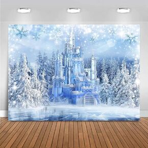 Mocsicka Winter Frozen Wonderland Backdrop Wonderland Party Decorations Crystal Ice Castle Photography Background for Kids Pendant Photo Studio Props