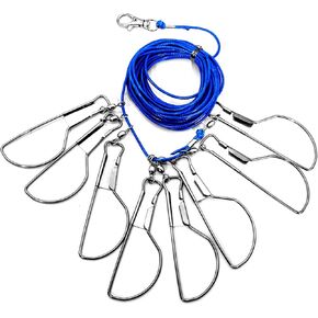 16 ft Fishing Stringer Fish Stringer Holder for Caught Fish 8, Stainless Steel Swivels Snaps Lock and Heavy Duty Ground Spike, Stringers Trout Fishing Gear for Trout Bass Salmon Walleye