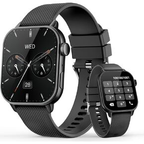 Smart Watch for Men Women(answer/make calls), 1.85'' AMOLED HD Always On Display, Smartwatch with Calories/Heart Rate/Sleep Monitor, 100+ Sports Modes Fitness Tracker, IP68 Waterproof Pedometer, Black