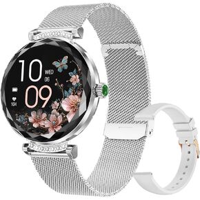 Unisex Smartwatch, 1.19 inch AMOLED Screen, Zinc Alloy Face Case + Steel Strap, Bluetooth Call/Heart Rate Detection/Call Notification, Multi-Purpose Smartwatch NX7pro. (Silver)