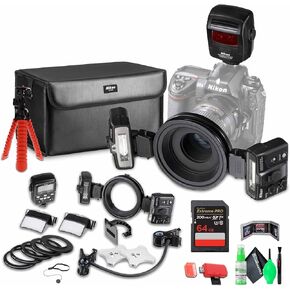 Nikon R1C1 Wireless Close-Up Speedlight System Digital SLR Cameras (4803) + 64GB Memory Card + Tripod + Cleaning Kit + Card Wallet + Card Reader + Cap Keeper