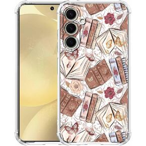 بالنسبة لحالة Samsung Galaxy S24 مع تصميم جمالي ، نمط كتاب Breatfly Brown Vintage ، حالة مصد TPU الناعم الناعم ، 6.2 "(Butterfly ، S24)