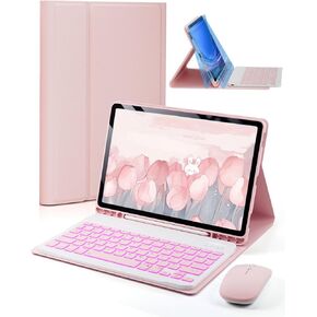 for iPad Air 11-inch/ 5th/ 4th Generation Case with Keyboard iPad Air 10.9/11-inch M3 M2 Air 5 Air 4 Gen 2025/2024/2022/2020 Magic Keyboard Backlit Built-in Pencil Holder with Mouse - Black