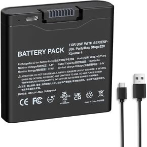بطارية 400 استبدال لـ JBL Partybox Stage 320 و Xtreme 4 ، USB-C Charging ، Black