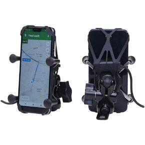 GRAND PITSTOP Motorcycle Phone Mount Holder - Camera Friendly Bike Phone Holder Handlebar Clamp, Bicycle Scooter Phone Clip, for iPhone 16 Pro Max, 15 14 13, Galaxy S25 Ultra, 4.7-7" Phones Green