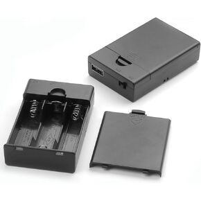 2 حزمة AA حامل البطارية مع منفذ USB ومفتاح التشغيل/الإيقاف ، 3 × 1.5 فولت AA CASE CASE 4.5-5V USB حاملات (أسود)