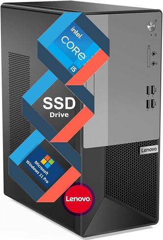 Lenovo V50T Business Tower Desktop | Intel Core-I5 Processor | ذاكرة الوصول العشوائي 64 جيجابايت ، تخزين 2 تيرابايت (1 تيرابايت SSD و 1TB HDD) | دعم 4K 3-Monitor (DisplayPort ، HDMI ، VGA) | DVD-RW | Wi-Fi | بلوتوث | RJ-45 | Windows 11 Pro in Saudi Arabia