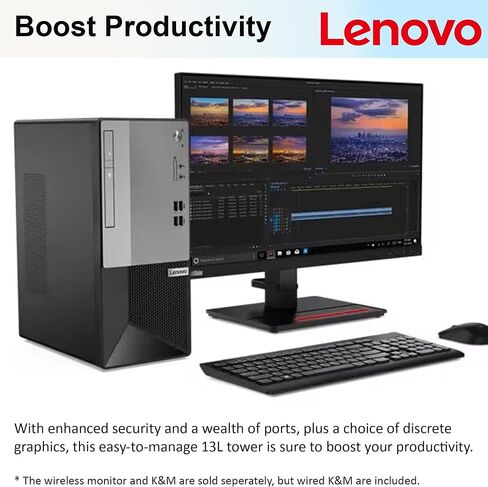 Lenovo V50T Business Tower Desktop | Intel Core-I5 Processor | ذاكرة الوصول العشوائي 64 جيجابايت ، تخزين 2 تيرابايت (1 تيرابايت SSD و 1TB HDD) | دعم 4K 3-Monitor (DisplayPort ، HDMI ، VGA) | DVD-RW | Wi-Fi | بلوتوث | RJ-45 | Windows 11 Pro in Saudi Arabia