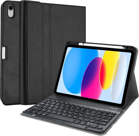 حافظة لوحة المفاتيح ProCase لجهاز iPad الجيل العاشر 10.9 بوصة 2022، حافظة جلدية PU مع لوحة مفاتيح لاسلكية قابلة للفصل مغناطيسيًا لجهاز iPad الجيل العاشر A2696 A2757 A2777 - أزرق سماوي in Saudi Arabia