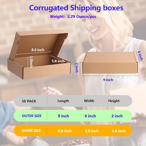 9x6x2 Inches 50 Pack Shipping Boxes - Brown Corrugated Cardboard Boxes for Small Business Shipping boxes, Gift Boxes and Mailing Boxes in Kuwait